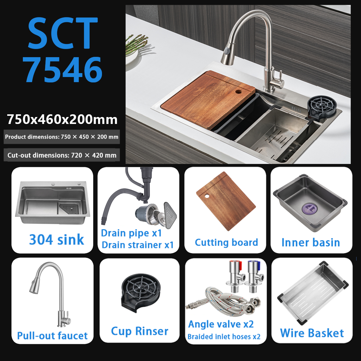 Zestaw zlewozmywaka SCT7546 B