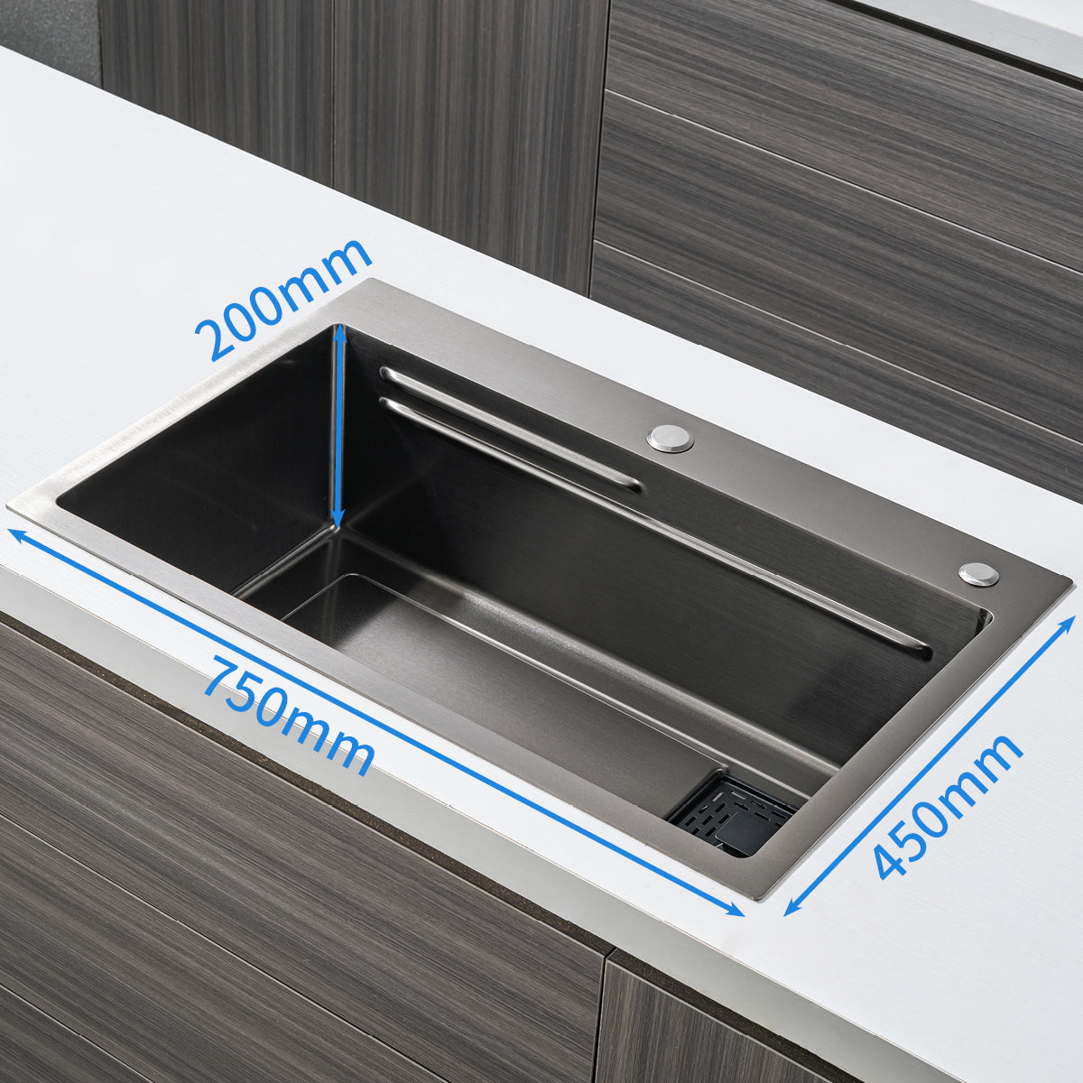  Zlewozmywak szary 750×450×200 mm
