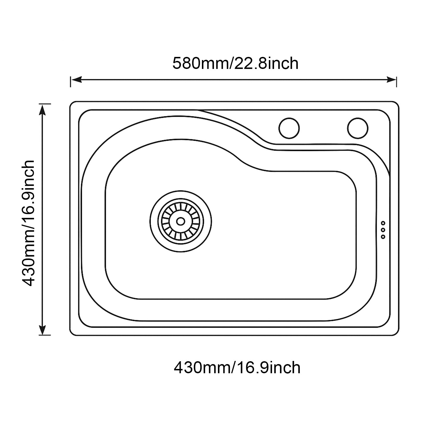 Rysunek techniczny zlewozmywaka HD5843