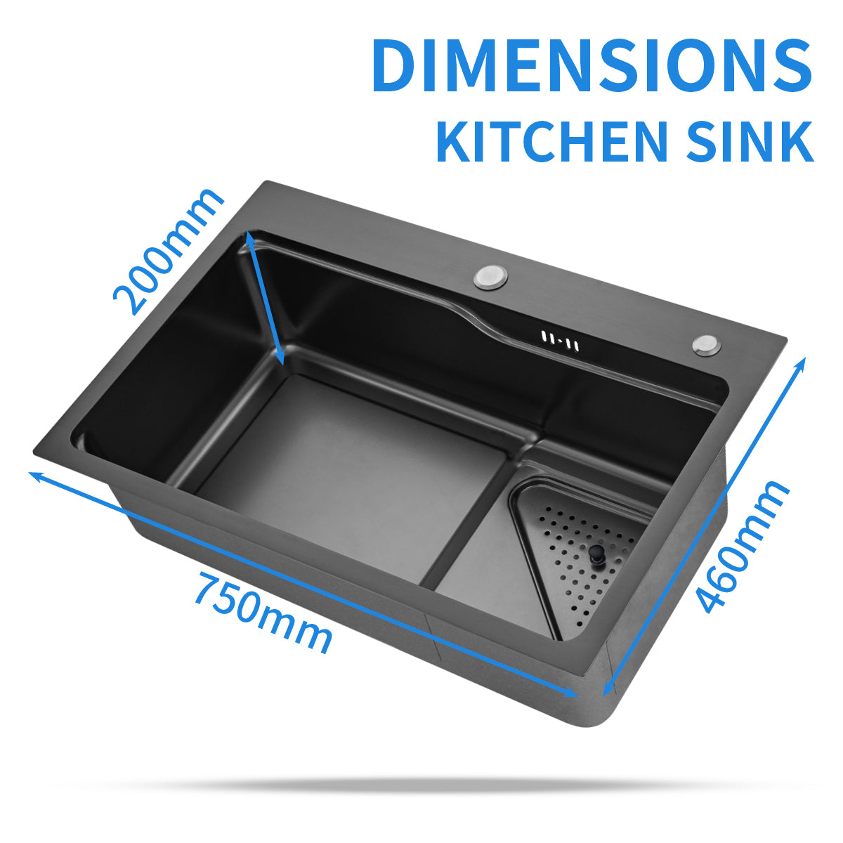 Zlewozmywak kuchenny 750×460×200 mm Black