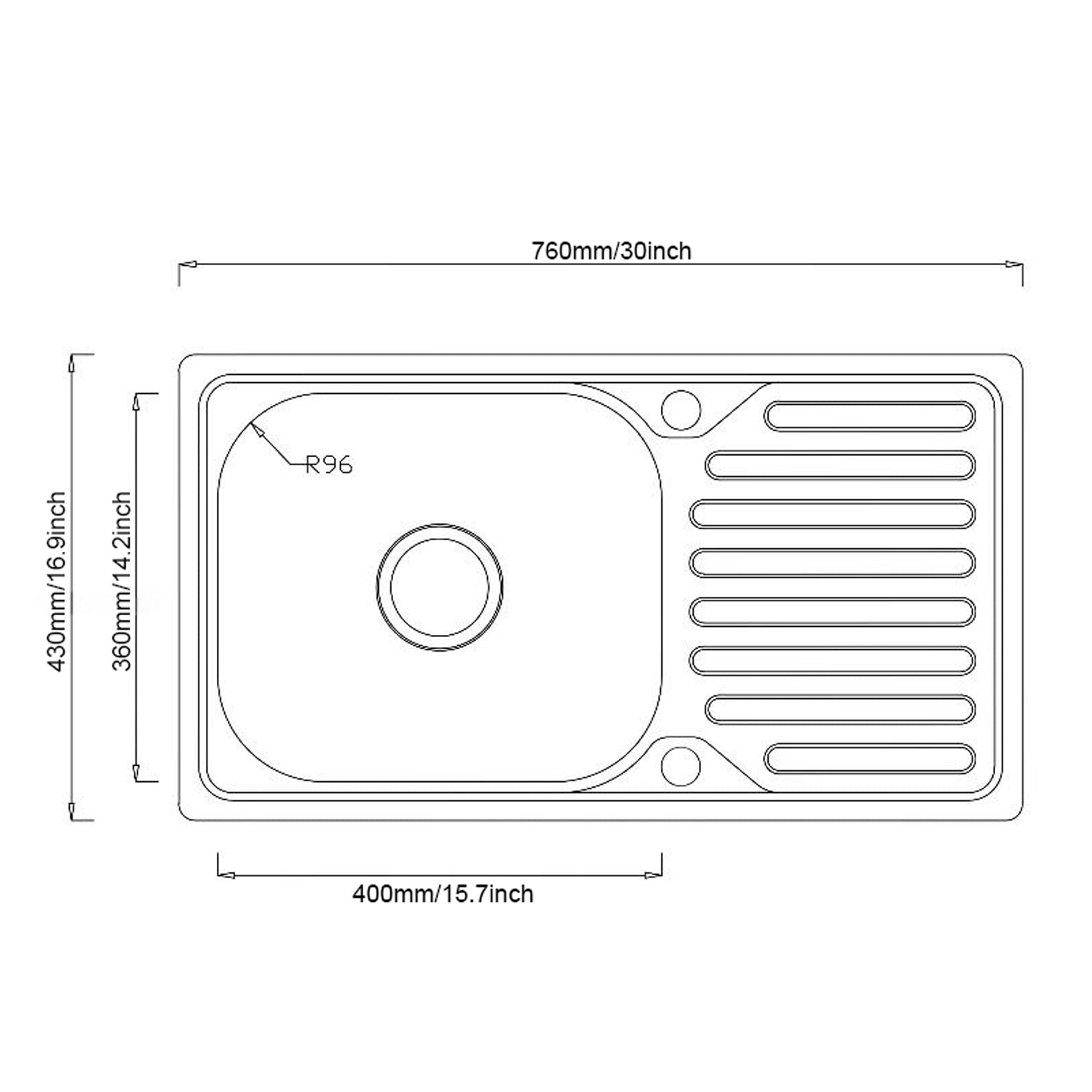 Rysunek techniczny zlewozmywaka HD7643